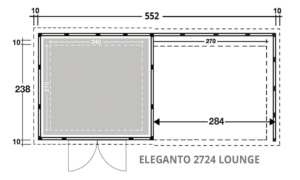 dimensions de l'abri métal éléganto 2724 lounge DD Telluria