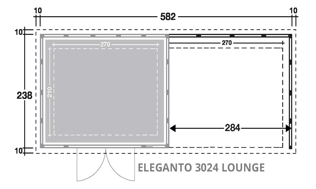 dimensions de l'abri métal éléganto 3024 lounge DD Telluria